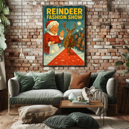 Reindeer Fashion Show Vintage Holiday Animal Poster