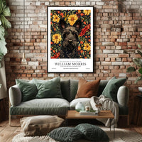 The Artistry of 19th Century with Floral Dog Artistic Poster