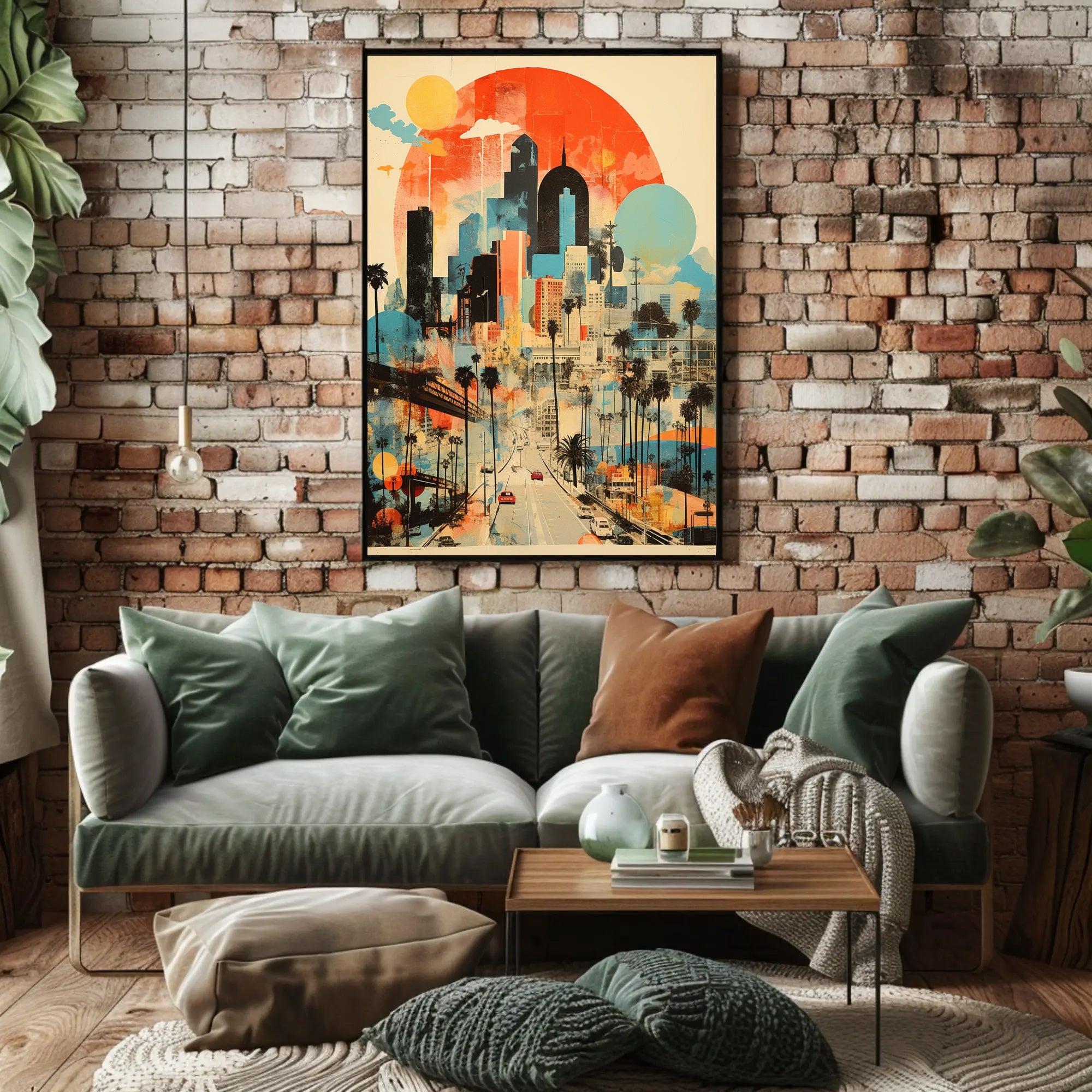 Vibrant Urban Cityscape with Nostalgic Vibes Artistic Poster