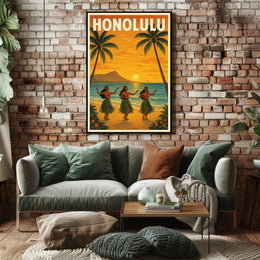 Honolulu Sunset Poster PosterGoat