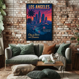 Los Angeles Dreamscape: Vintage-Inspired Cityscape Poster