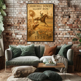 Horse Racing at Churchill Downs: Vintage Sports Poster