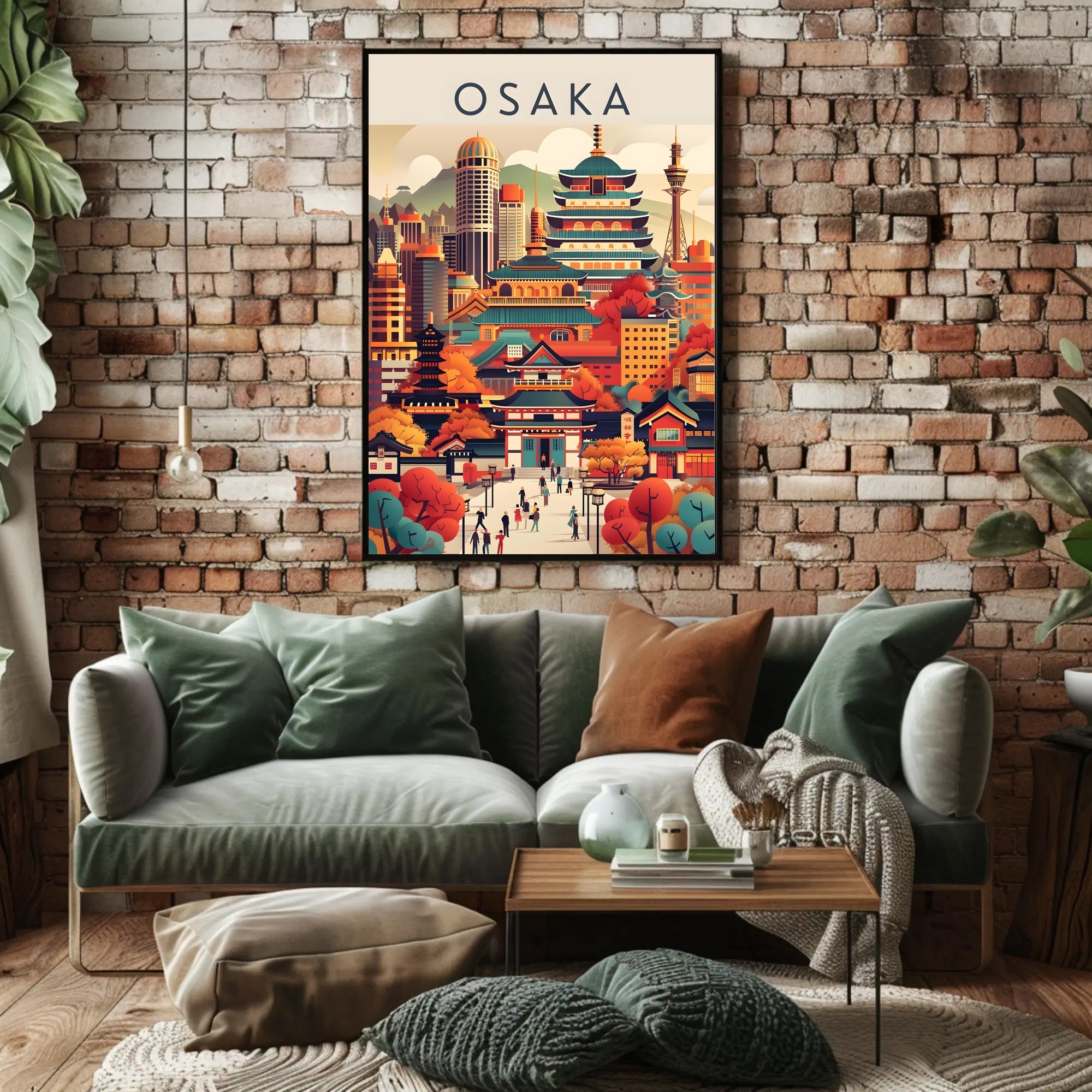 Osaka Blend of Historical and Modern Travel Poster