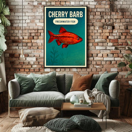 Cherry Barb Fish Vibrant Illustration Animal Poster