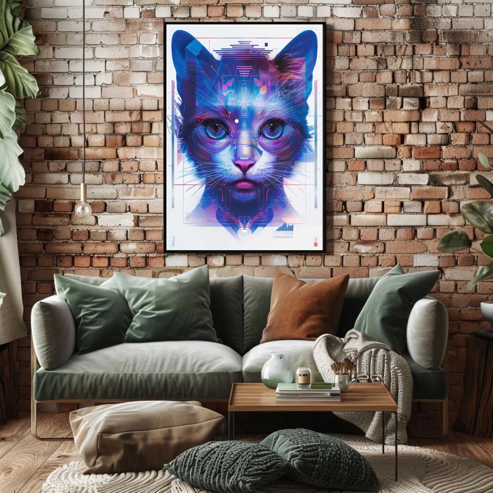 Futuristic Feline Art Print Poster for Home Decor and Wall Art Enthusiasts PosterGoat