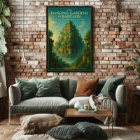 Hanging Gardens of Babylon Photorealistic Fantasy Mythology Poster