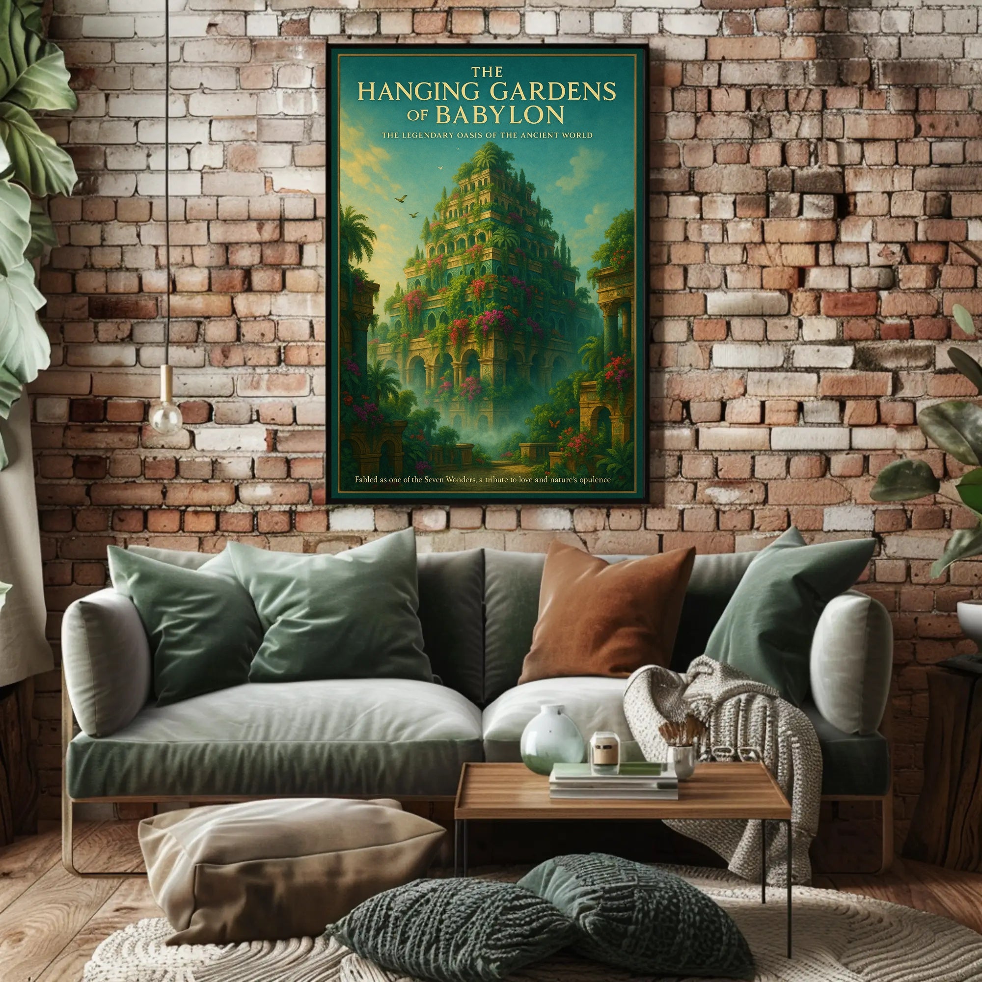 Hanging Gardens of Babylon Photorealistic Fantasy Mythology Poster