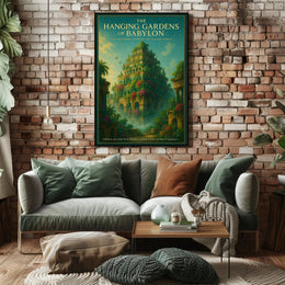 Hanging Gardens of Babylon Photorealistic Fantasy Mythology Poster
