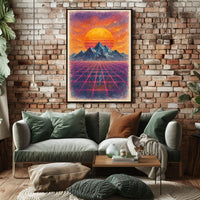 Retro-Futuristic Sunset in Dreamscape - Futuristic Sci-Fi Poster