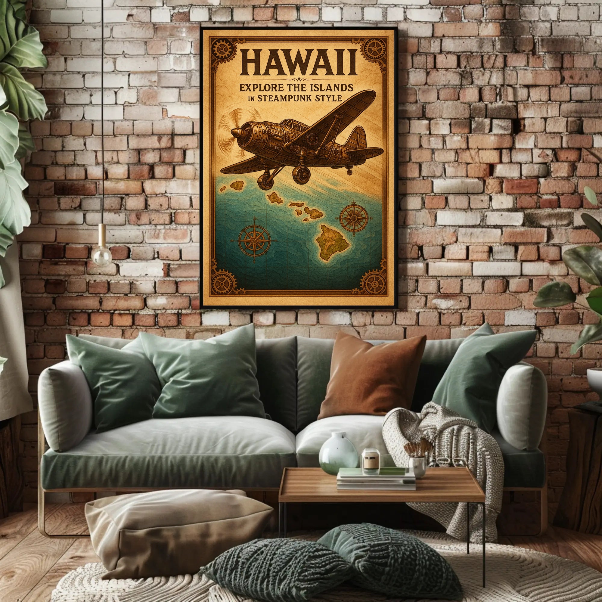 Explore Hawaii in Steampunk Style Poster