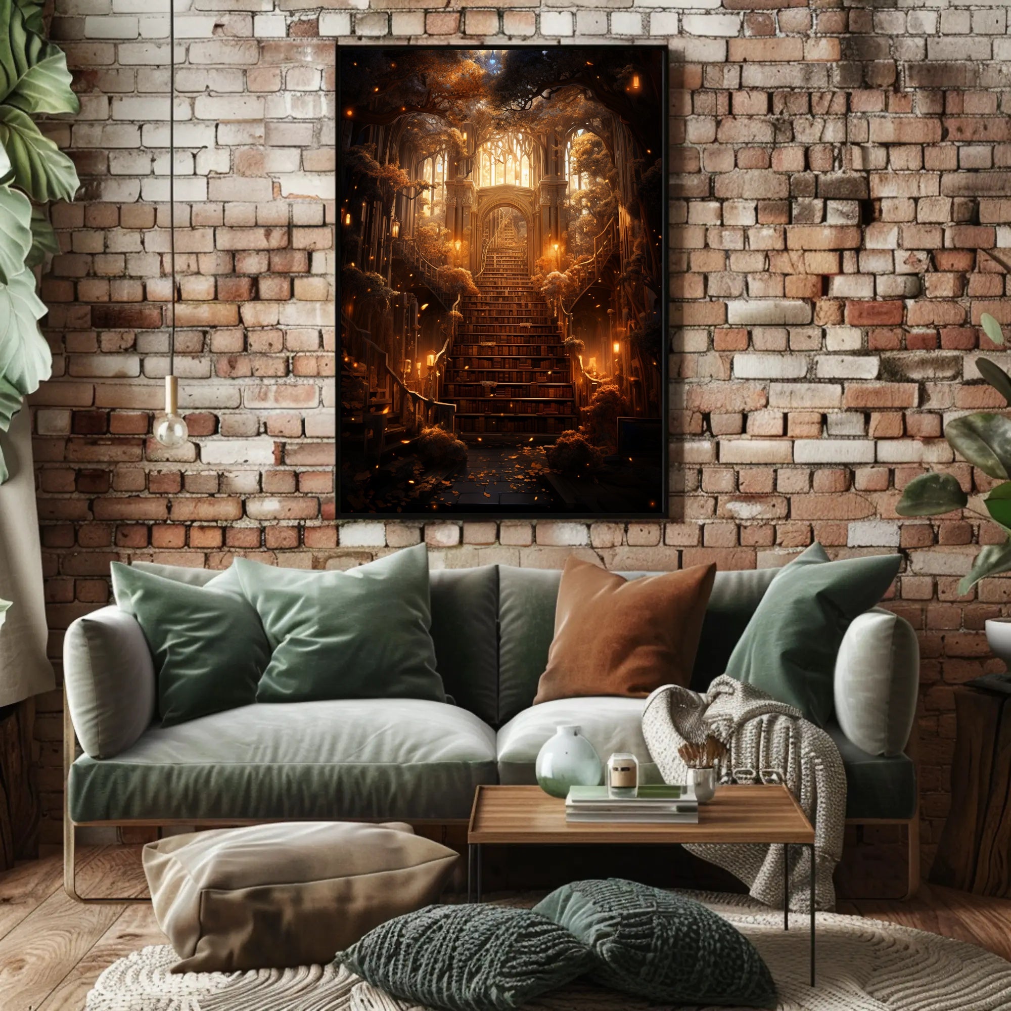 Enchanted Library Staircase Poster