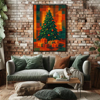 Geometric Holiday Landscape Art For Living Room Poster