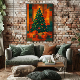 Geometric Holiday Landscape Art For Living Room Poster