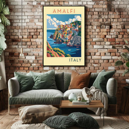Amalfi Coast Illustration Poster