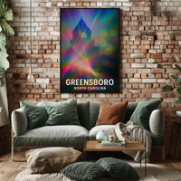 Greensboro North Carolina Vibrant Cityscape Travel Art Impressionism Urban Skyline Wanderlust Inspiration Poster