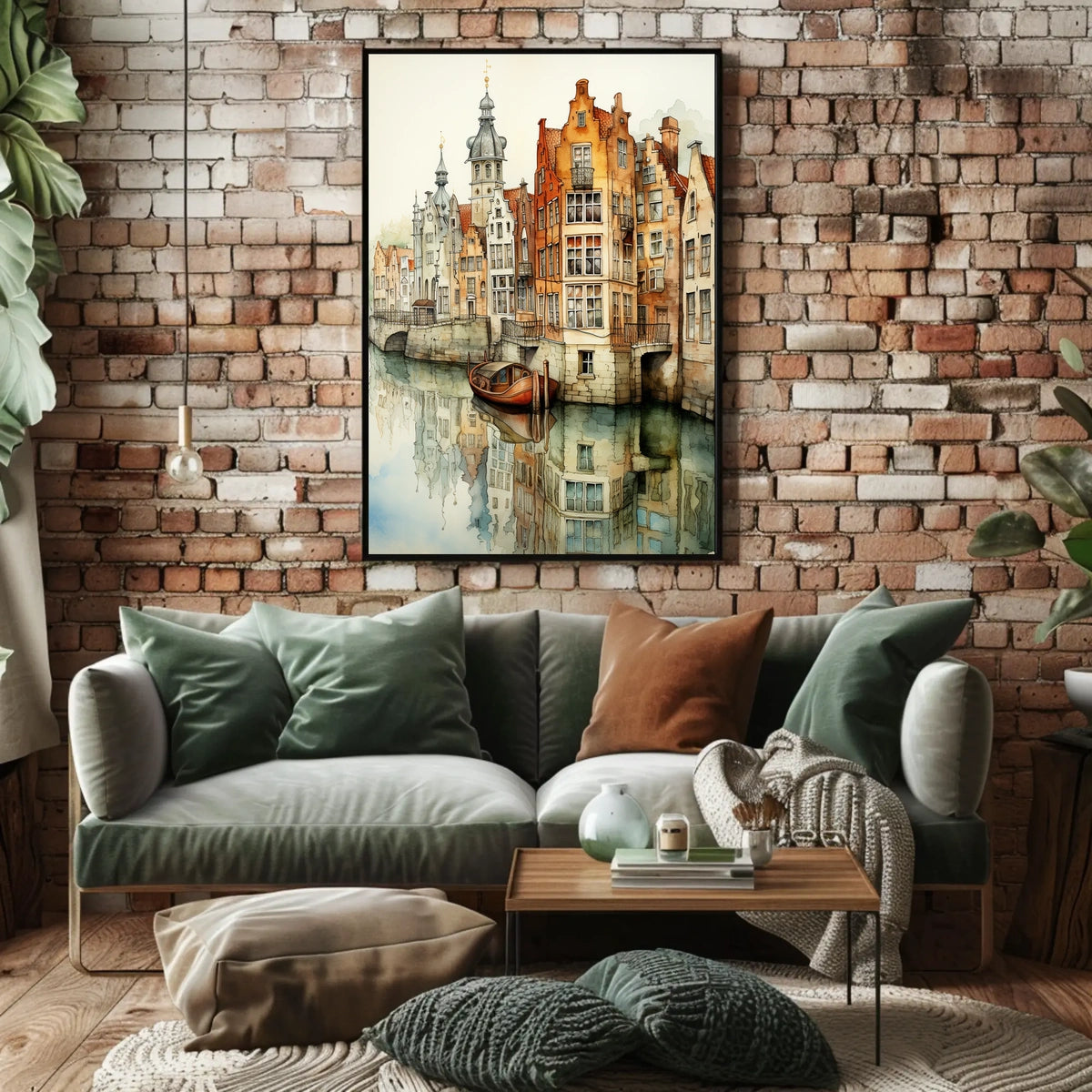 Renaissance Europe scene: Picturesque canal cultural heritage poster
