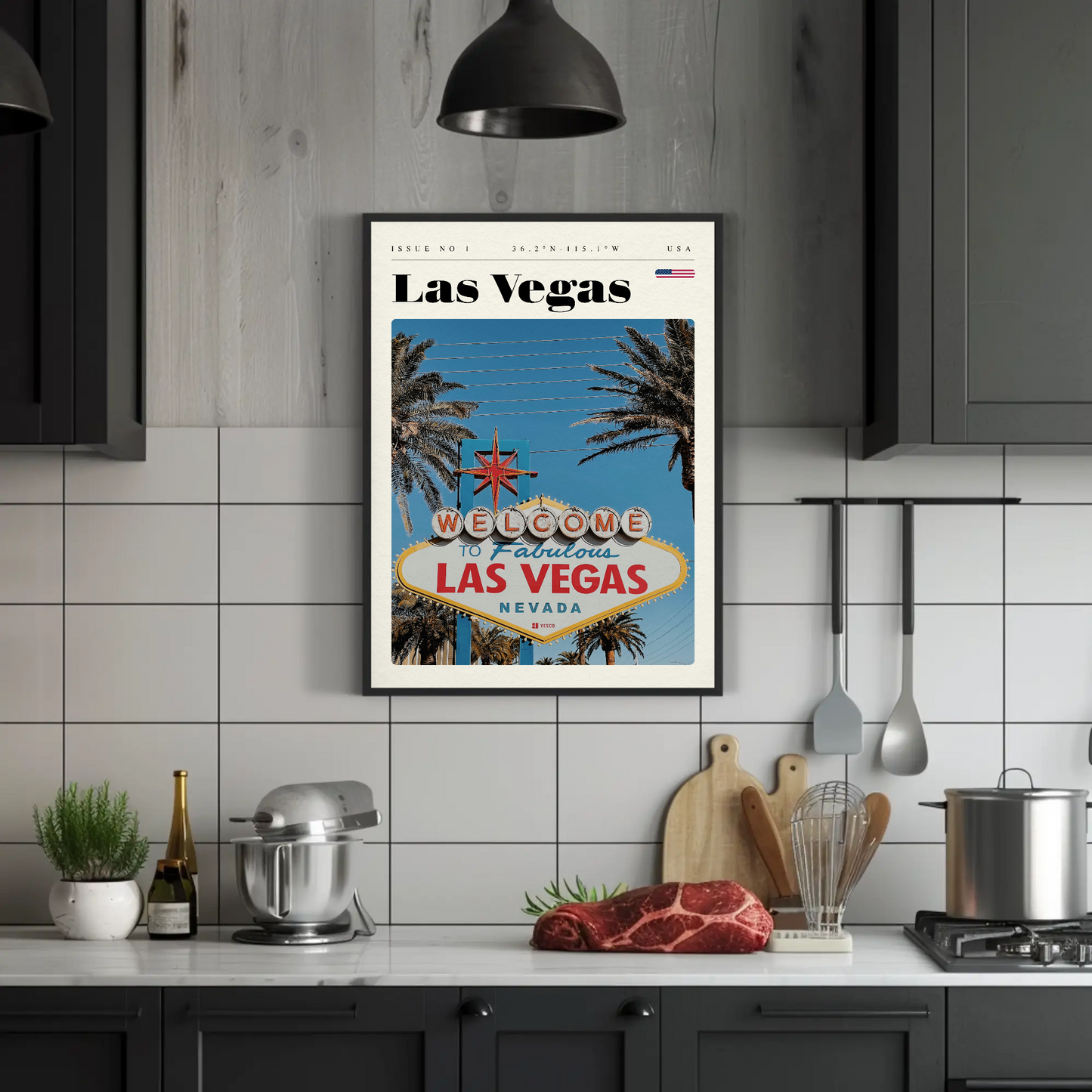 Vintage Poster Las Vegas Sign Daytime