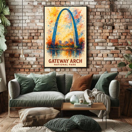 Gateway Arch Vibrant Watercolor Poster Art Print