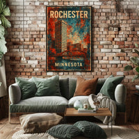 Rochester Skyline Minnesota Wanderlust Minimalist Poster