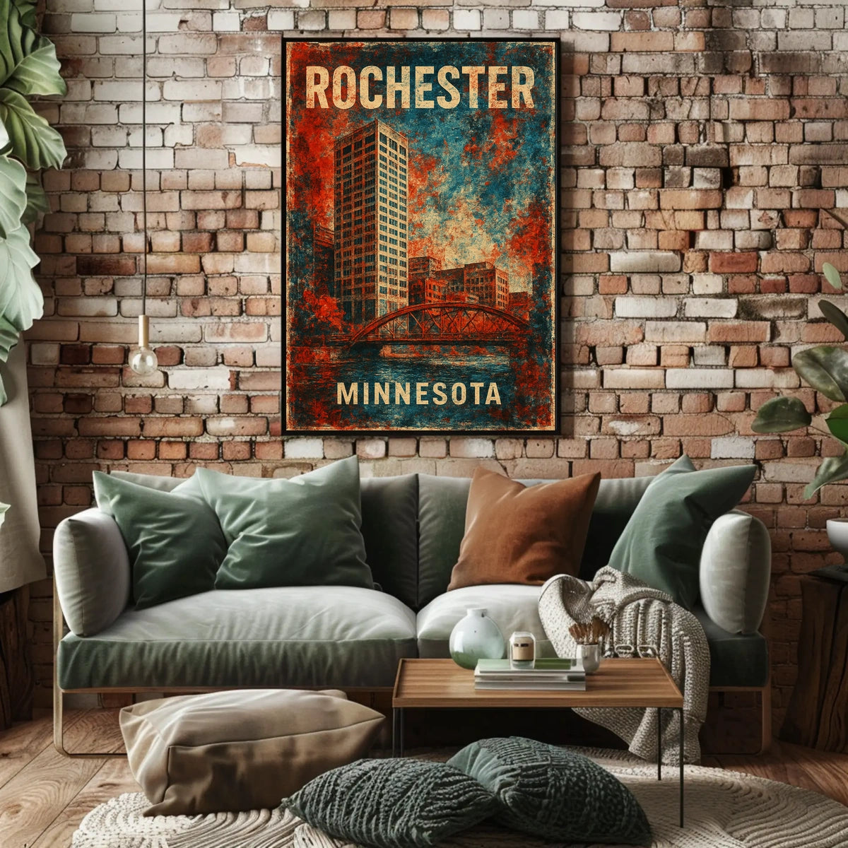 Rochester Skyline Minnesota Wanderlust Minimalist Poster