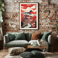 Gifu Japan Scenic Landscape Travel Poster