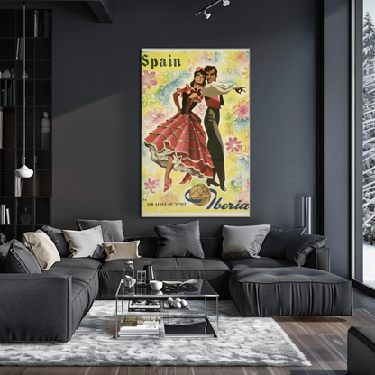 Spain Flamenco Dancers Colorful Flowers Iberia Travel Poster