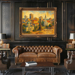 Monrovia Cityscape Realism Poster