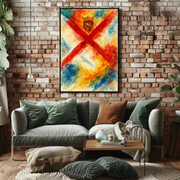 Abstract Watercolor With Crown And Cross Poster