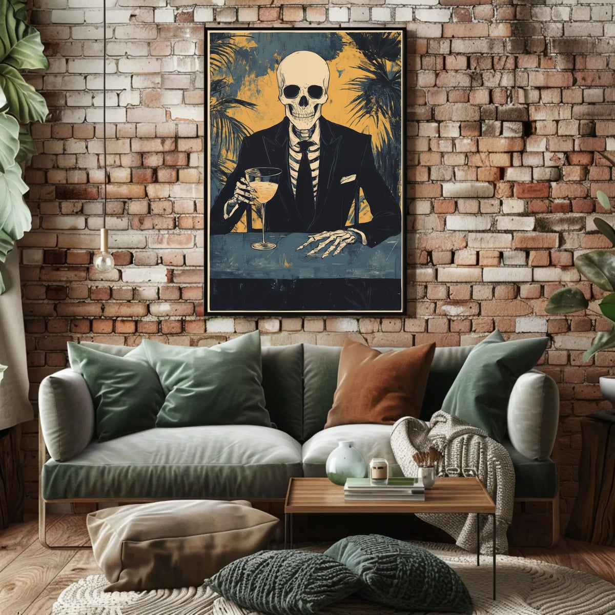 Skeleton in a Suit Elegant Macabre Tropical Poster