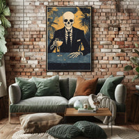 Skeleton in a Suit Elegant Macabre Tropical Poster