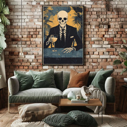 Skeleton in a Suit Elegant Macabre Tropical Poster