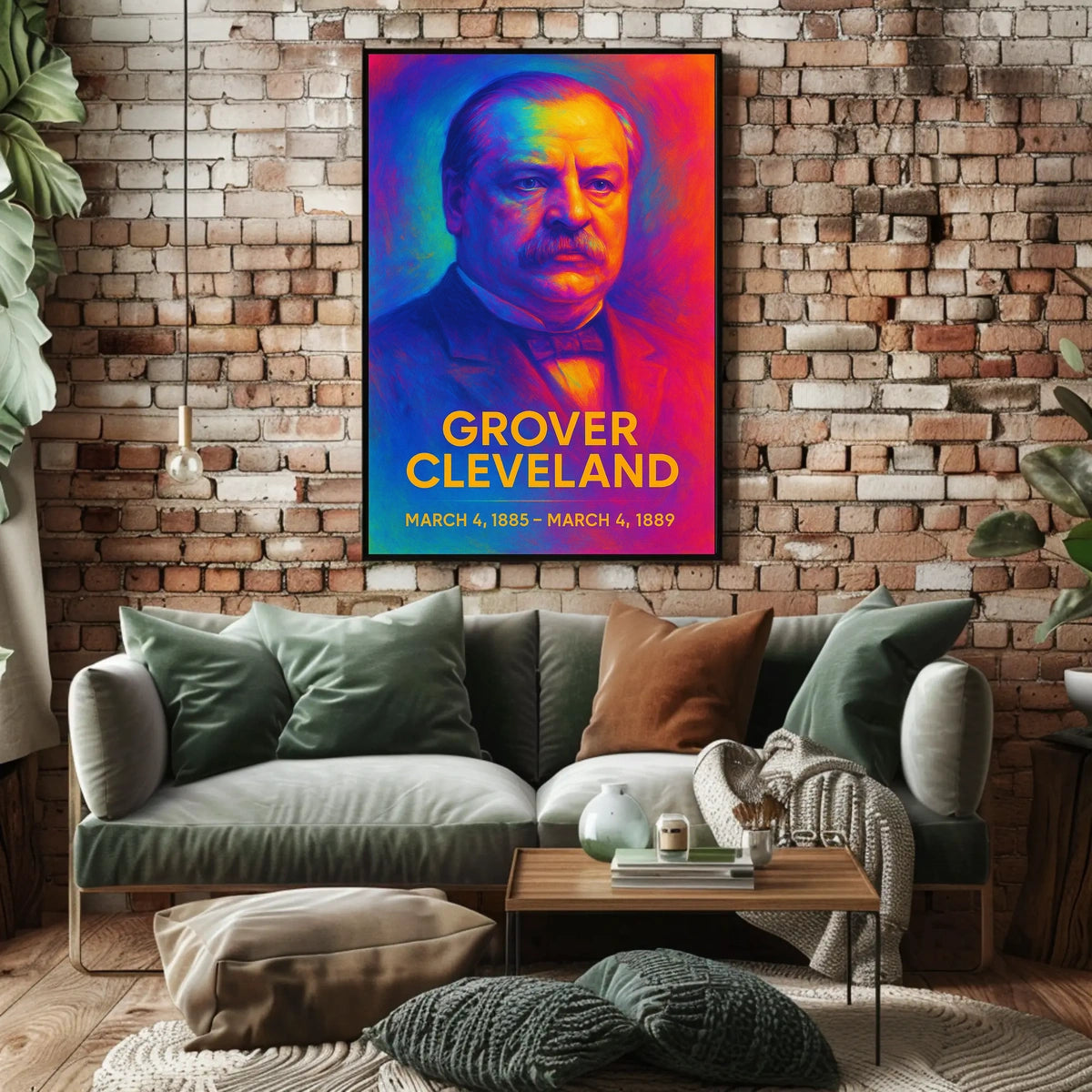 Grover Cleveland 22nd President of the United States Neon Gradient Overlay Poster