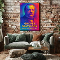 Grover Cleveland 22nd President of the United States Neon Gradient Overlay Poster