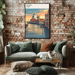 Venice's vibrant canals: Italian heritage travel poster
