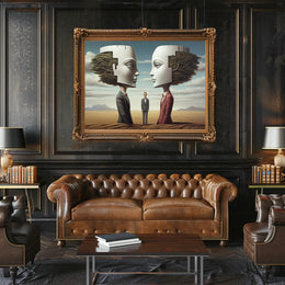 Surreal Puzzle-Head Landscape in Artistic Poster