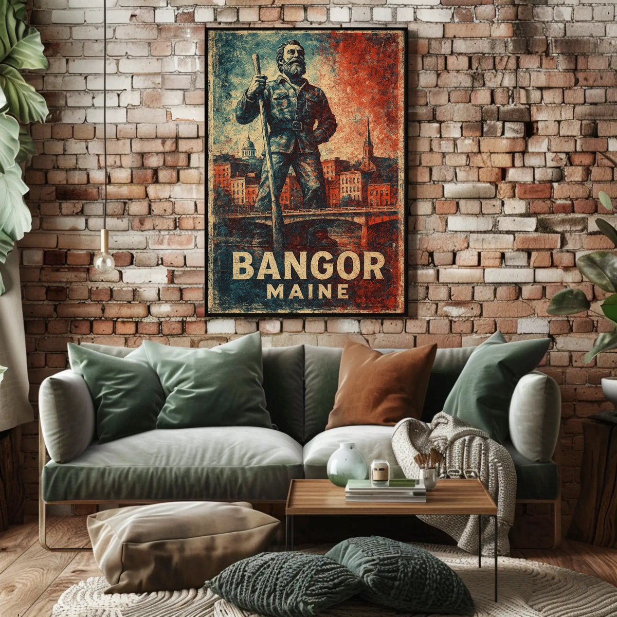 Bangor Maine Rustic Cityscape Wanderlust Poster