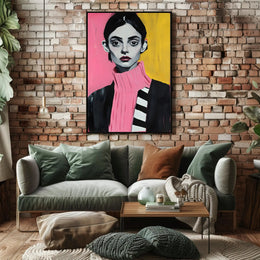 Vibrant Portrait Poster Modern Pink And Yellow Print