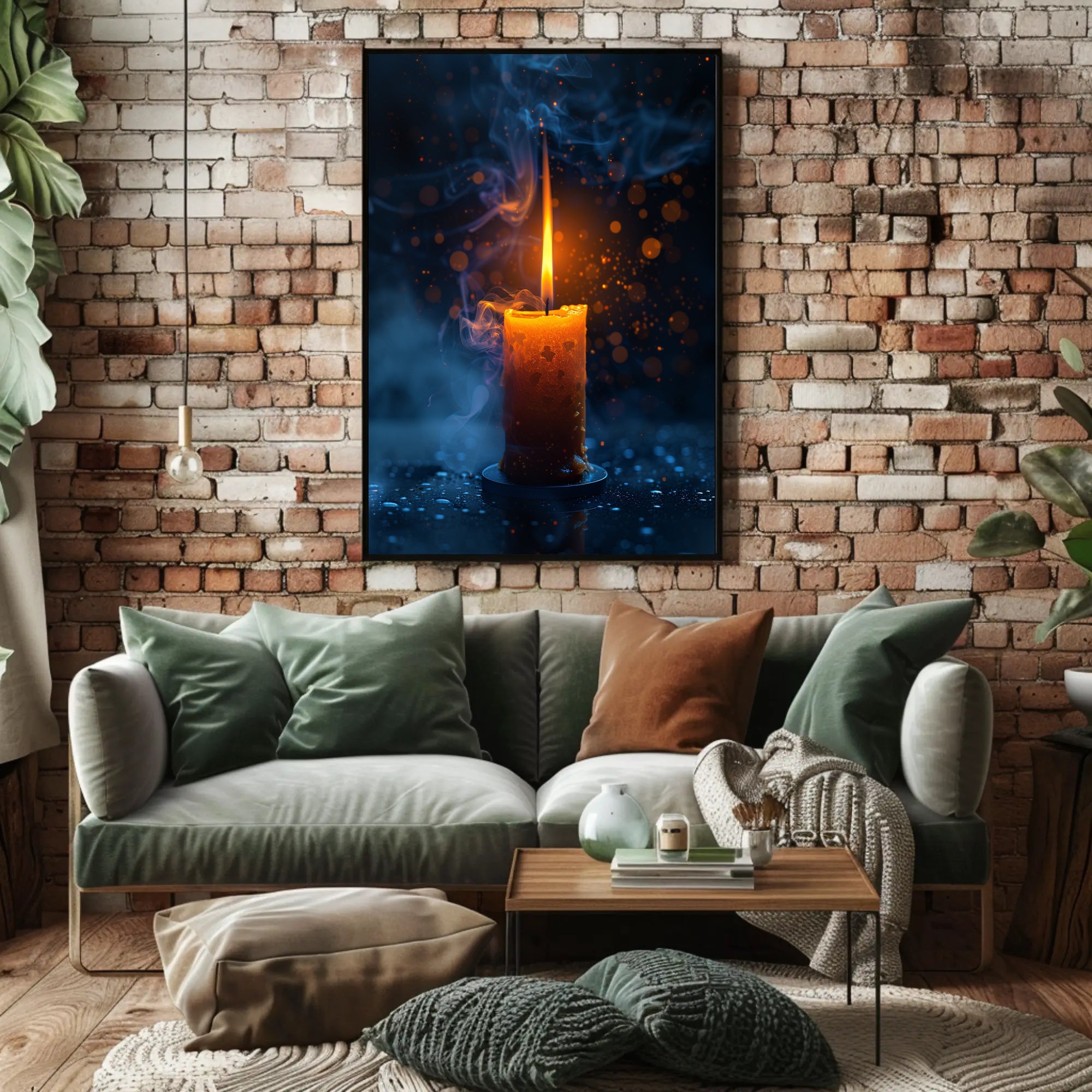 Ethereal Candle Glow: Mystical Starry Night Poster PosterGoat