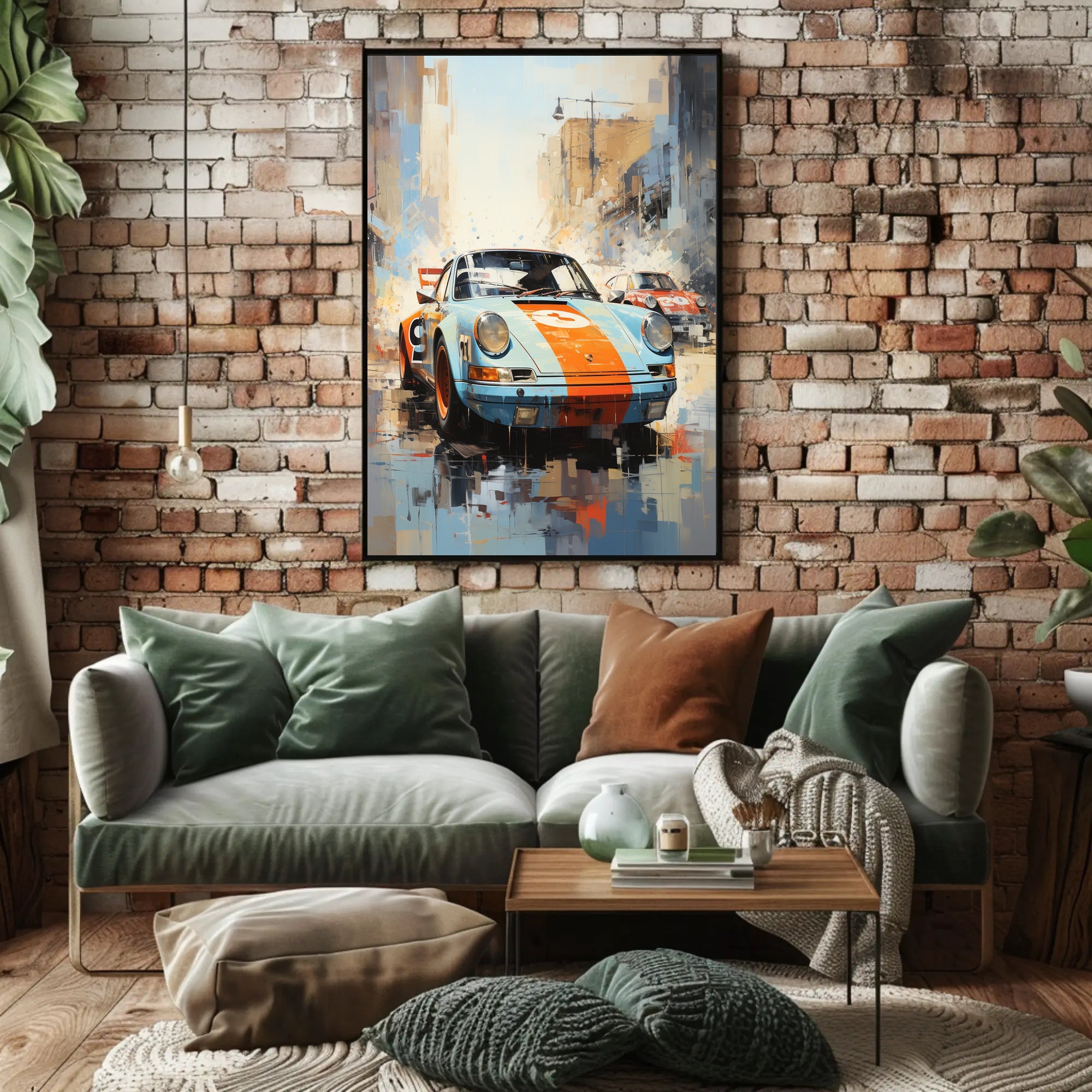 Vintage Racing Cars in Urban Setting Sports Poster