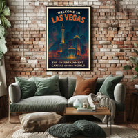 Las Vegas Vintage Skyline Poster: Nostalgic Travel Art