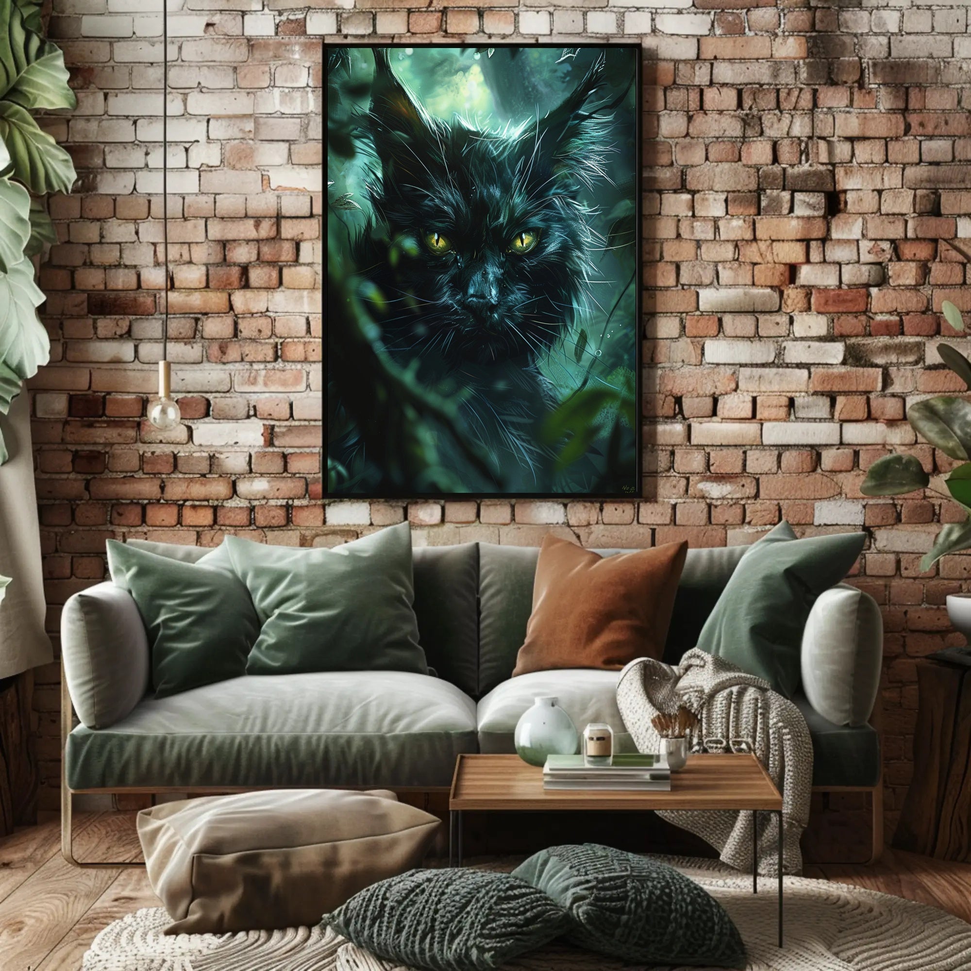 Enigmatic Forest Feline Art Print Poster Decor PosterGoat