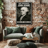John Adams Presidential Heritage Vintage Colonial Era Scenic Wall Art Print Poster