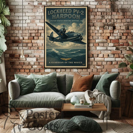 Lockheed PV-2 Harpoon WWII Aircraft Vintage Poster