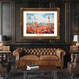 Vibrant Berlin Flower Market Skyline Urban or Cityscape Poster
