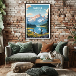 Glacier National Park Travel Poster Vintage Print