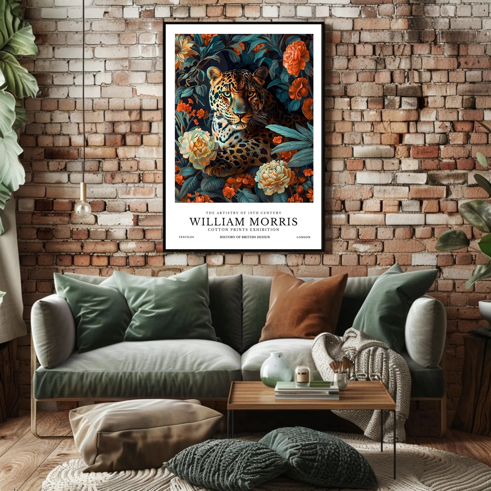 Leopard in Floral Elegance: Artistic Poster
