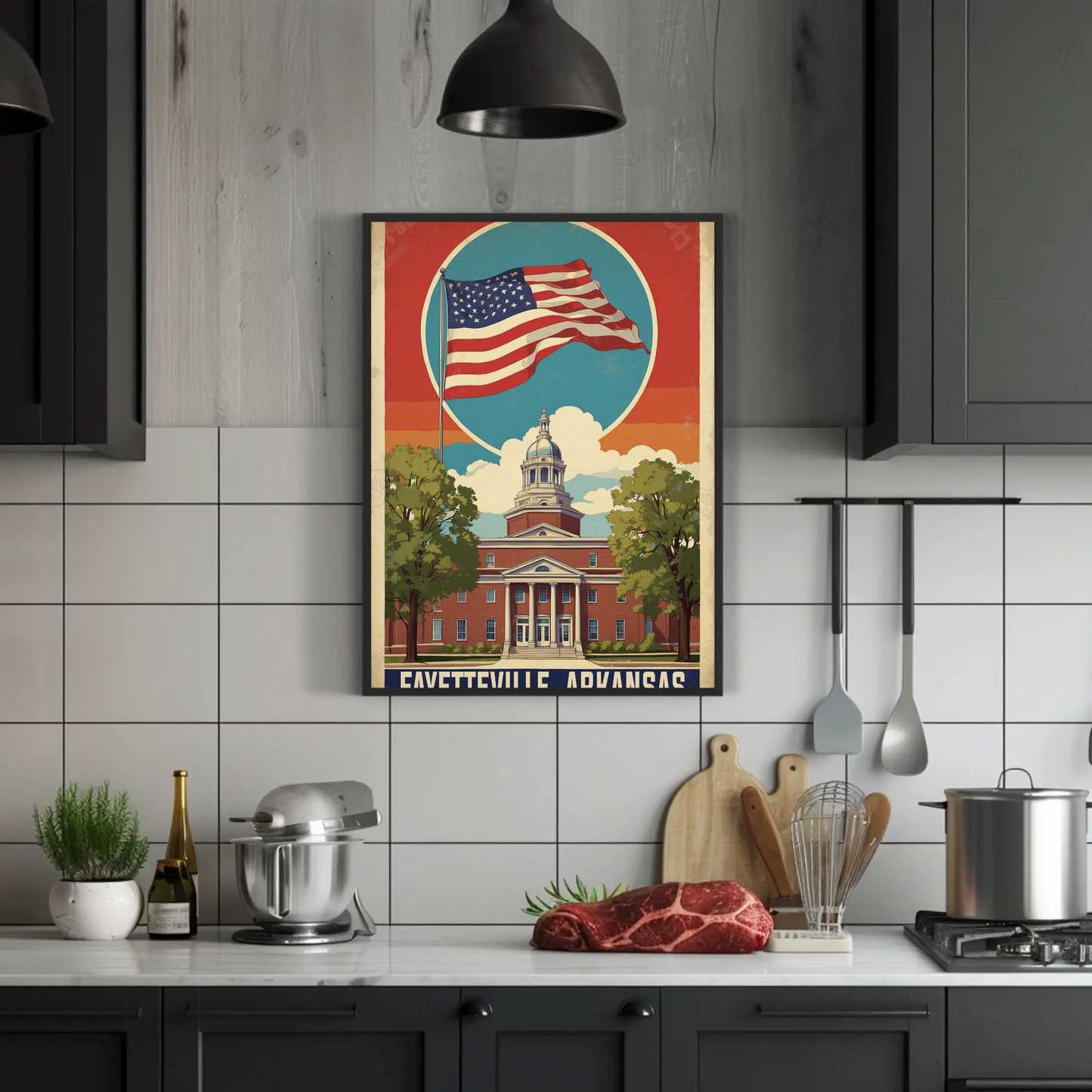 Fayetteville Arkansas Capitol Building Vintage Travel Poster