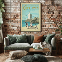 Cape Town Lighthouse and Penguins Travel Poster PosterGoat