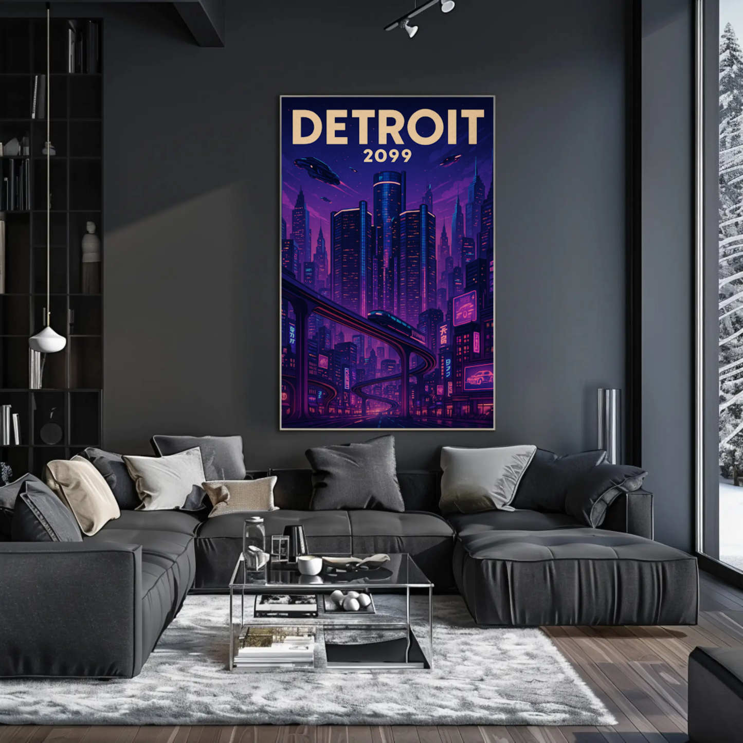 Detroit 2099: A Neon Dream Travel Poster