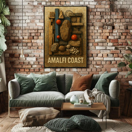 Amalfi Coast Art Poster Scenic Cliffside Decor 18x24